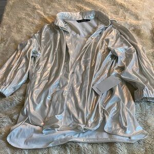 Zara Metallic Silver Top